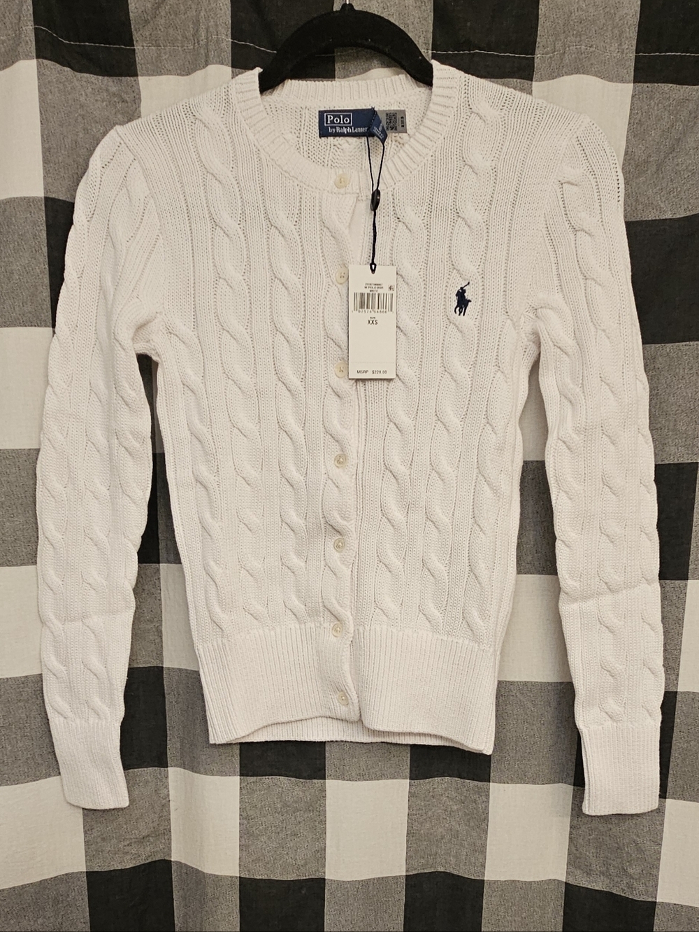 POLO Ralph Lauren White Cable-Knit Button Cardigan XXS